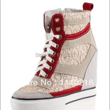 Горячая распродажа новые модные повседневные женские лоскутные ботинки года на танкетке на высокой платформе со скрытым каблуком на шнурках с кружевом с высоким задником ботинки на толстой подошве