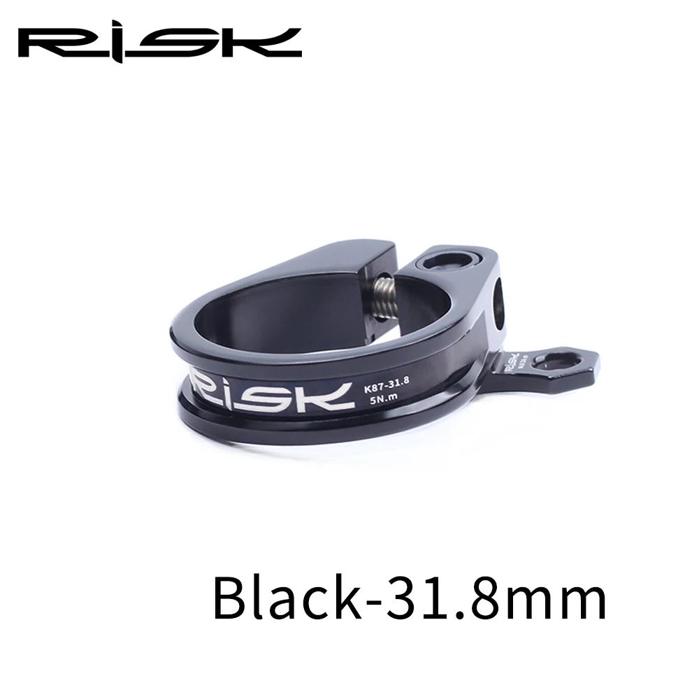 RISK 14g Ultralight Aluminium Bike Seatpost Clamp for 31.8/34.9mm Seat Post MTB Road Bicycle Seat Tube Fixed Ring Cycling Parts - Цвет: 31.8mm-Black