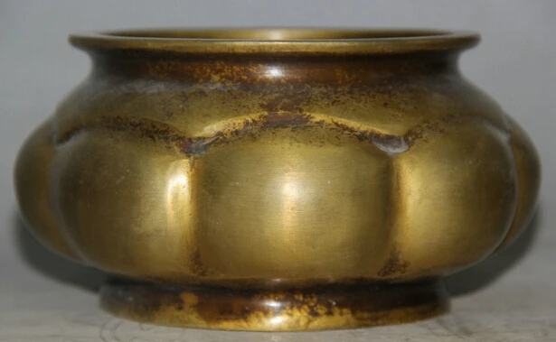 

JP S61 6" Marked Chinese palace Copper circular Dragon phoenix Incense Burner Censer