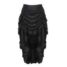 Средневековый юбка женский, черный в викторианском стиле костюм эпохи Возрождения Высокий Низкий Ruched Винтаж в стиле "Лолита" псевдостаринные юбки Повседневное в готическом стиле панк-юбка