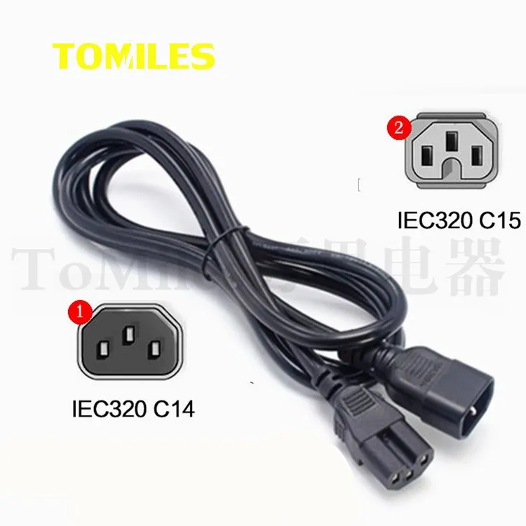 

C14-C15,IEC320 C14 Male Plug To IEC320 C15 Female Power Extension Cable Cord 3 * 1.5 square Recess Server Switch 1m/1.5m/3m