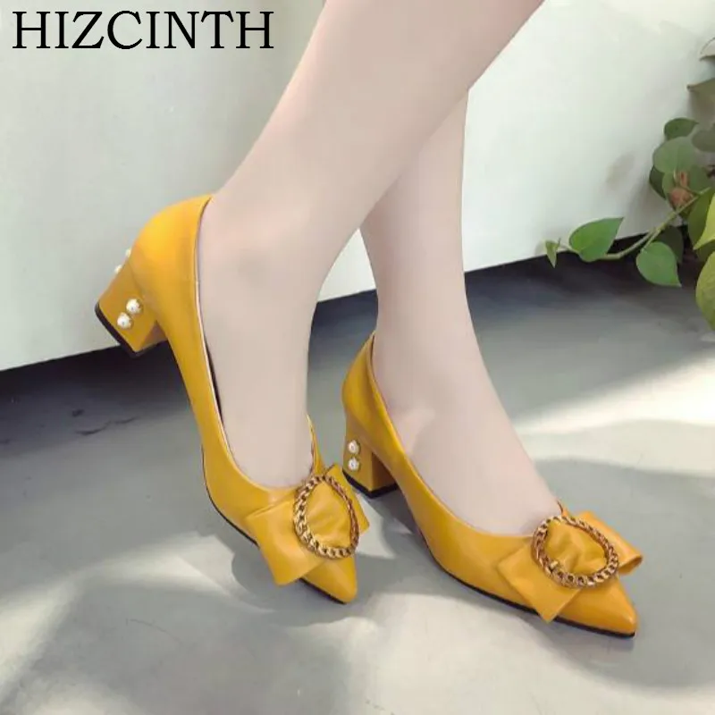 

HIZCINTH 2018 Spring Women's Shoes Highe Heels Pointed Toe OL Work Single Shoes Female Leather Pumps Zapatos Mujer Sandalias