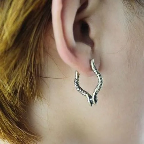 

C145 New Vintage Hot Design Fashion V Words Double Snake Dragon Ear Cuff Punk Clip Earring Gothic Women's Jewelry