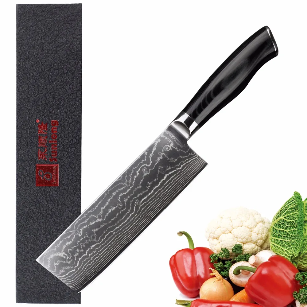 Sunlong 6 5 дюймовый нож шеф повара 67 слоев Дамасская сталь Gyuto высокопрочный для