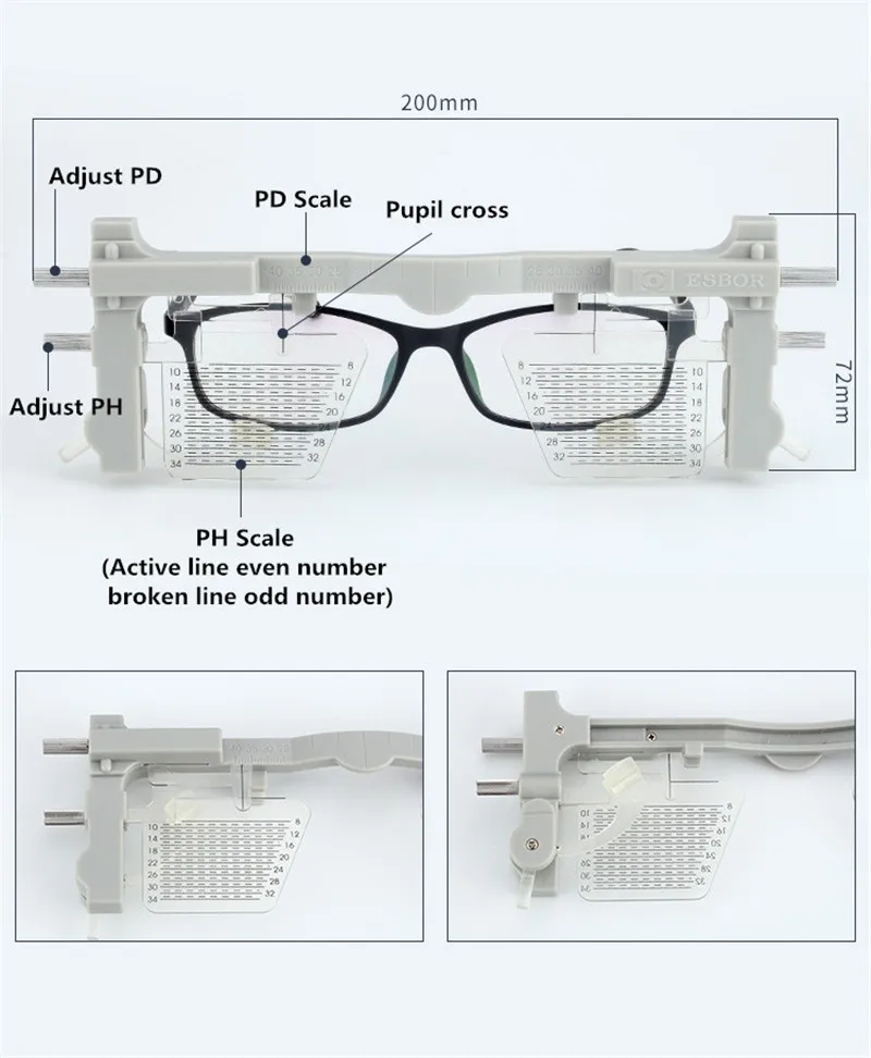 Регулируемый Pupilometer PD& PH зрачок высота измеритель расстояния очки линейка оптический инструмент офтальмологическое зрение тест инструмент