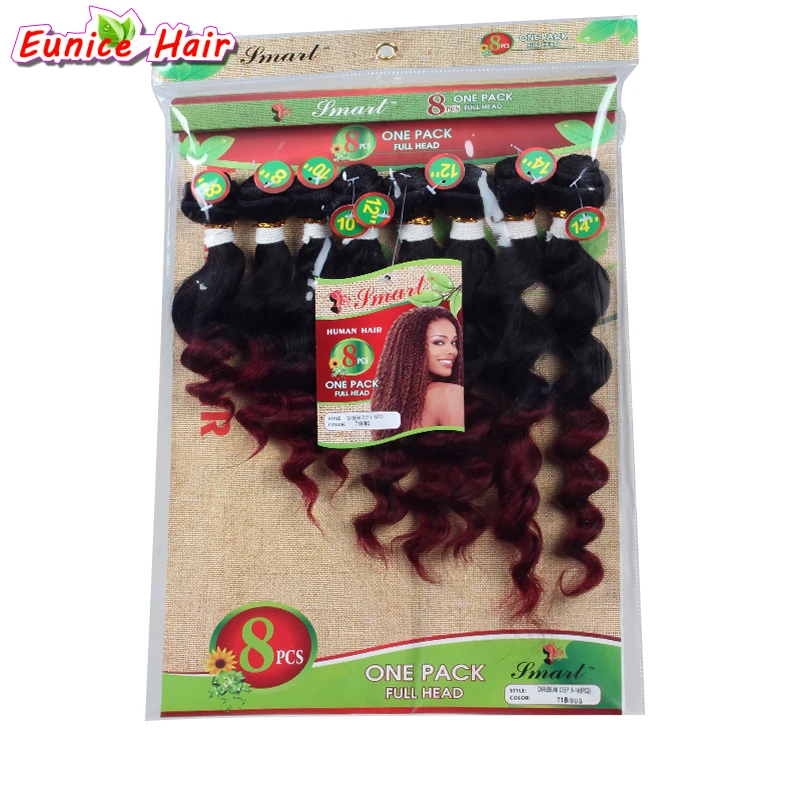 

8 Pieces/Lot Virgin Brazilian Loose Wave Weave Hair Weft Kinky Curly Malaysian Curly Hair Ombre Brown Burgundy Two Tone Perruque