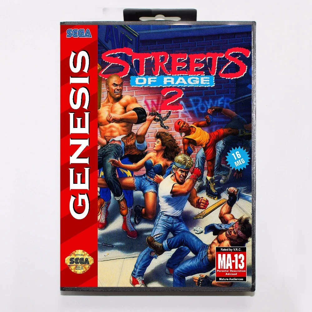 Улица Гнева 2 16 бит MD карточная игра с коробку для Sega игры Mega Drive|streets of rage 2|streets ragegame