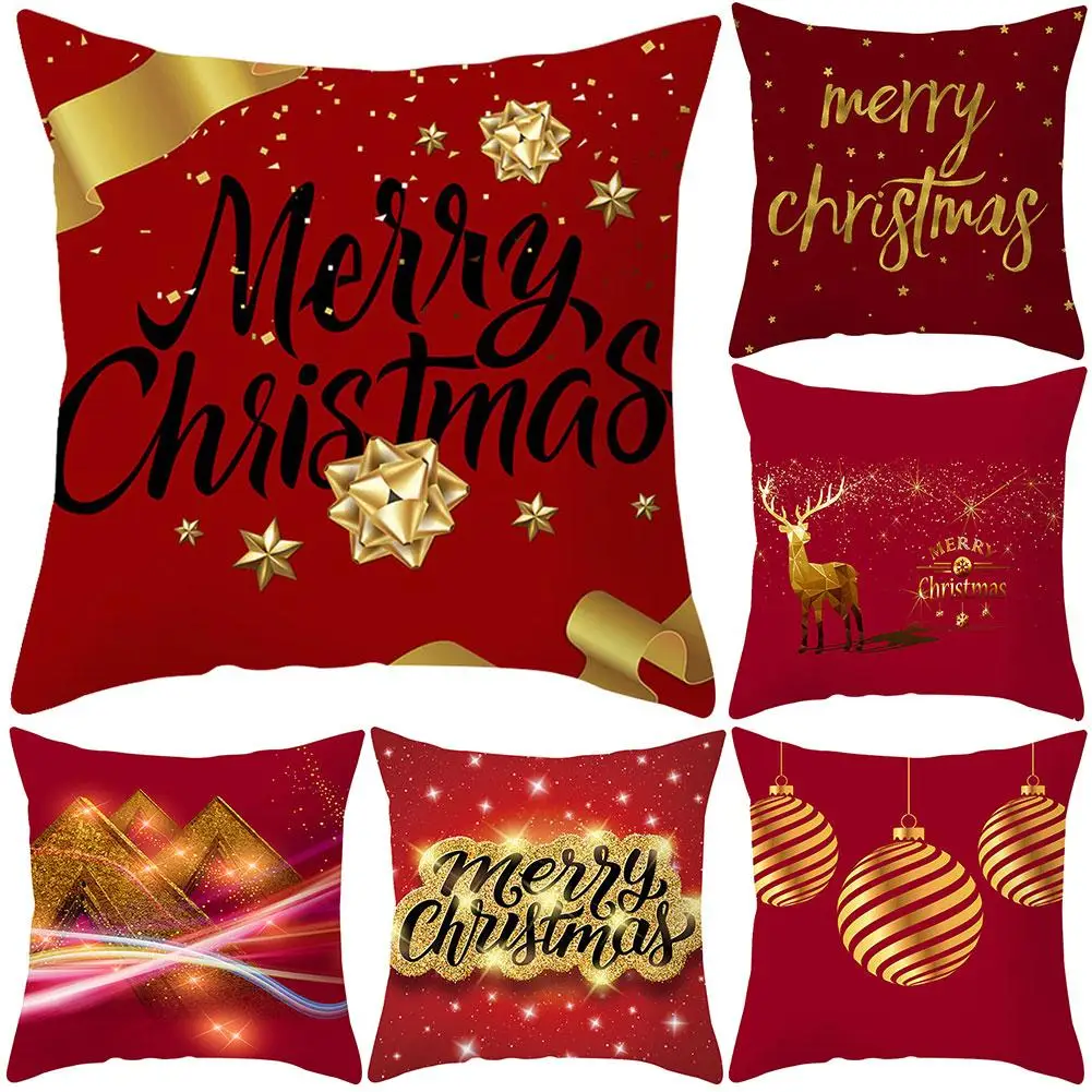 

40# 45*45 cm Merry Christmas Elk Star Cushion Cover Pillow Case Home Office Sofa Chair Home Decor
