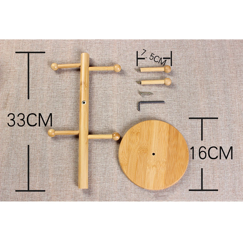Bamboo Mug Rack Tree Removable Bamboo Mug Stand Storage Coffee Tea Cup Organizer Hanger Holder with 6 Hooks