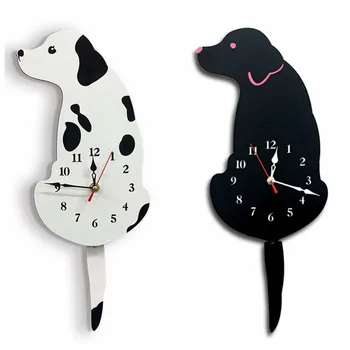 

Acrylic Clocks Wall Stickers Creative Cartoon Dog Tail Movement Wall Clock Stick Way Silence Wall Hanging Clocks Home Decor 1pc