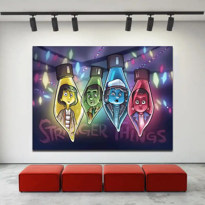 Stranger Things Luces De Navidad Papel Pintado Hd Lienzo Carteles