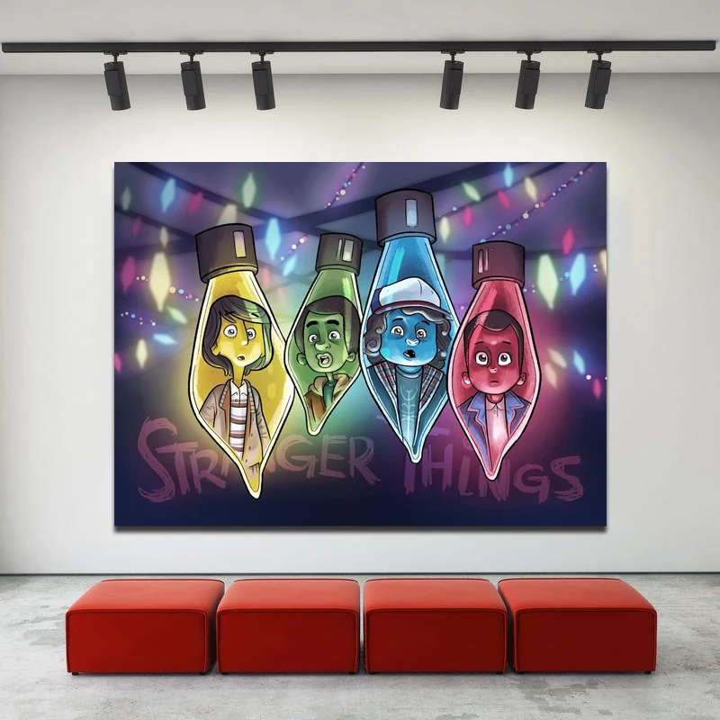 Stranger Things Christmas Lights Wallpaper HD Canvas Posters Prints Wall Art Painting Oil Decorative Picture Bedroom Home Decor | Дом и сад