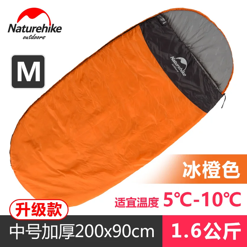 Naturehike Модернизированный сверхлегкий спальный мешок для кемпинга весна/лето/осень/зима конверт с капюшоном Открытый хлопковый спальный мешок - Цвет: Orange M thicken