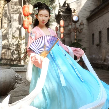 

Hanfu Women Chinese Ancient Clothes Hanfu Dress Folk Dress Ethnic Costumes Tang Dynasty Clothing Cosplay Stage Costume BL1233