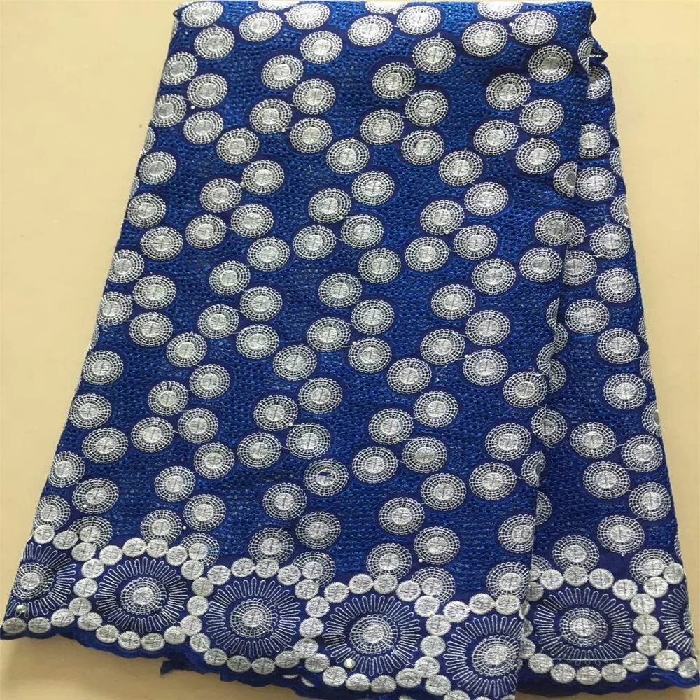 

Summer Dress 2018 African Cotton Fabric Royal Blue Embroidered Nigeria Swiss Voile Lace Fabric X4-1