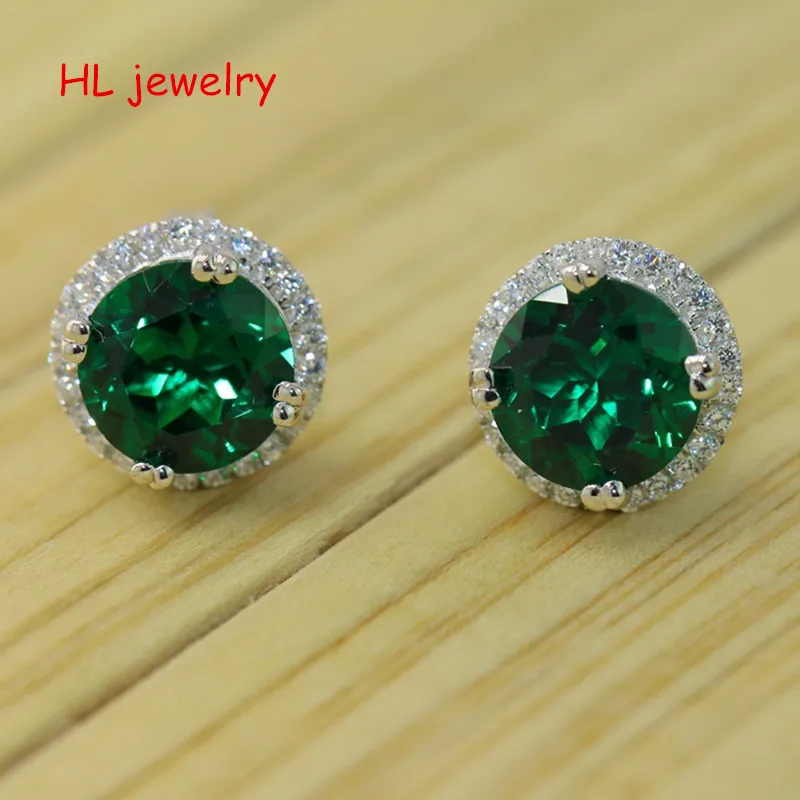 5.5ct Synthesis Green Stone 8x8mm Round 925 Sterling Silver Jewelry