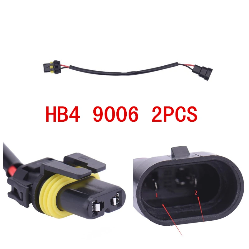 2PCS 9006 9006XS 9012 HB4 Wiring Harness Socket Wire Connector Plug