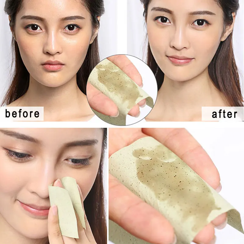 

100sheets/pack Tissue Papers Absorb Blotting Facial Cleanser Face Tool Green Tea Smell Makeup Cleansing Oil Absorbing Face Paper