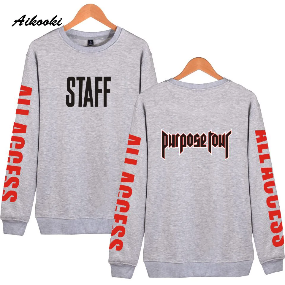 Aikooki Pop Fashion Justin Bieber STAFF Capless Male Sweatshirt Hoodies Men/Women Kpop Sweatshirt Male Lady Coats Autumn Clothes