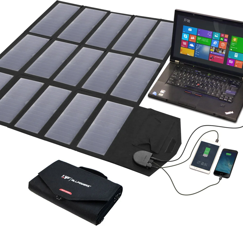 ALLPOWERS Portable Solar Panel Charger 100W 18V 12v Foldable Solar Panel Solar Battery Charger for iPhone Laptop Cellphones