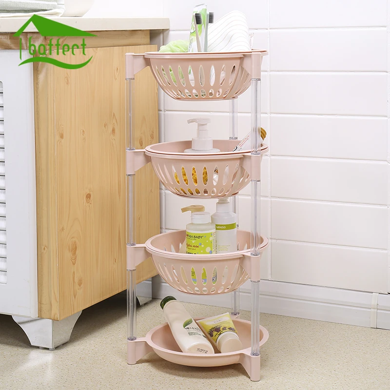 

Colorful 4Pcs/Set Plastic Can Be Stacked Storage Basket Fruit And Vegetables Holders Rack Store Many Debris Kitchen Tools