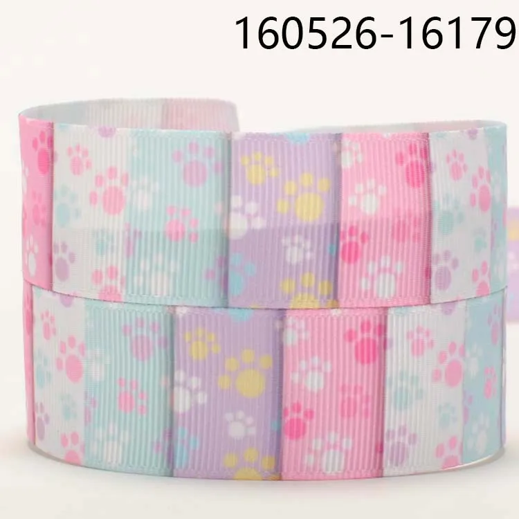 

New arrivals 50 yards color cute dog paw pattern printed grosgrain tape ribbon DIY free shipping