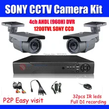 1200TVL SONY CCD 1080p 4ch DVR комплект CCTV система 1080n 4ch DVR Full D1 960h запись, 1080P HDMI выход P2P легкий доступ