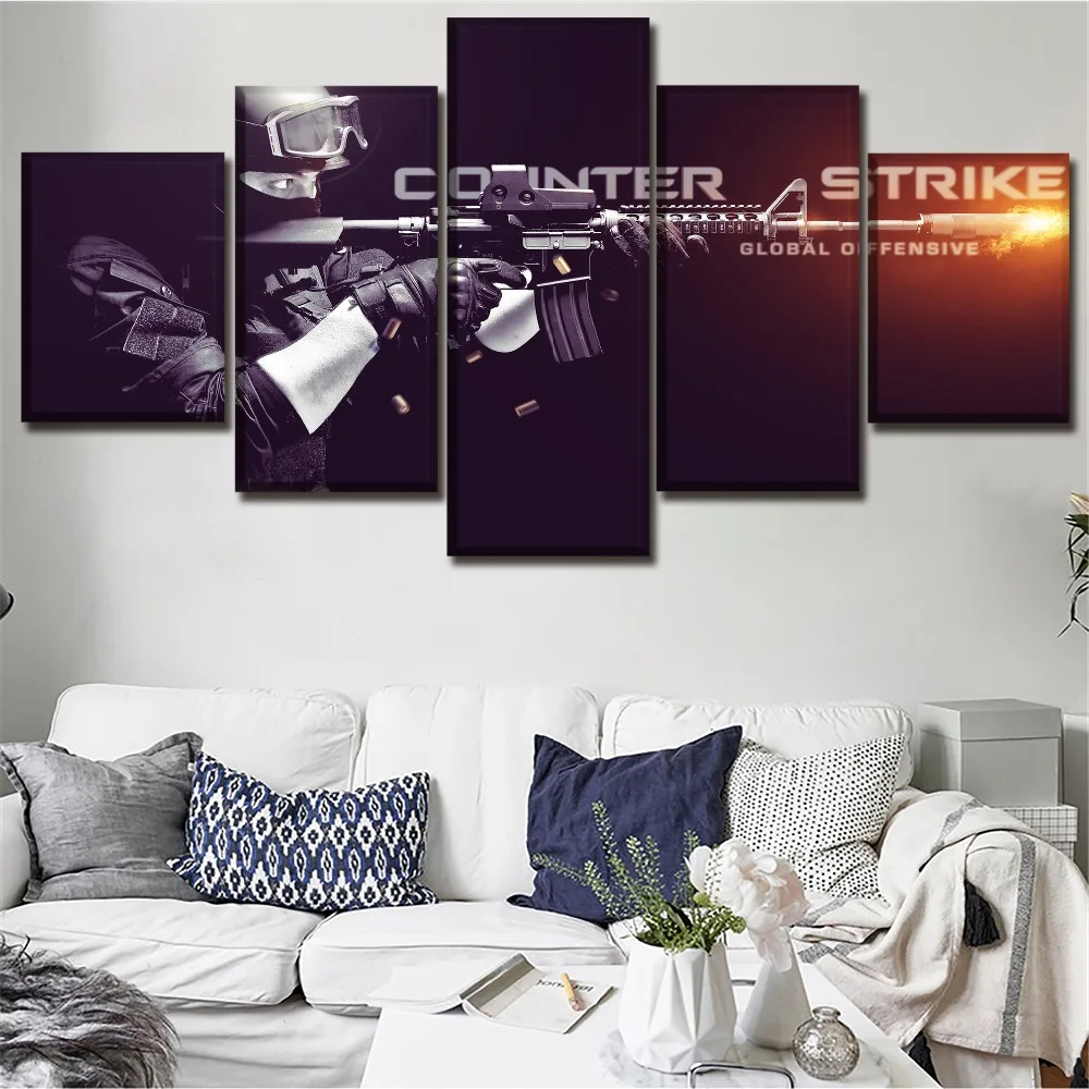 

Modular Poster Game Counter-Strike Global Offensive 5 Pieces Wall Art Home Decor Canvas Painting For Modern Living Room Prints