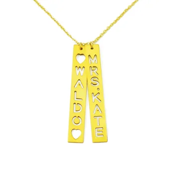 

Personalized Bar Name Necklace, Vertical Bar Necklace, Custom Name Plate Bar Necklace Gift for Her Mother Gift