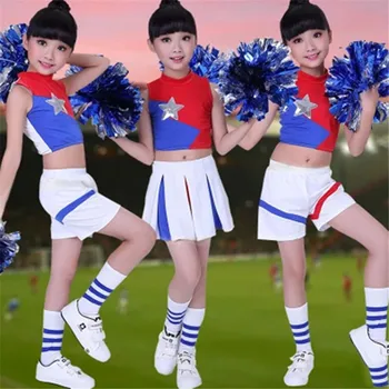 

Basketball Football Baseball Cheerleader Costumes Boys Girls School Uniform Skirt Performance Stage Dance Set Kids Purim Gift