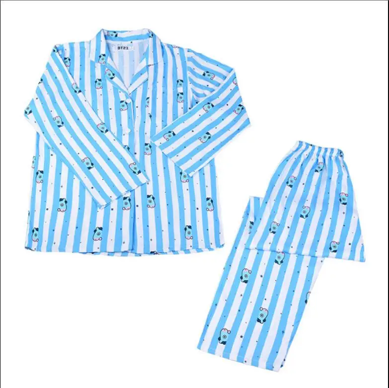 BT21 пижамы мультфильм версия Harajuku комплект для мужчин женщин домашняя одежда
