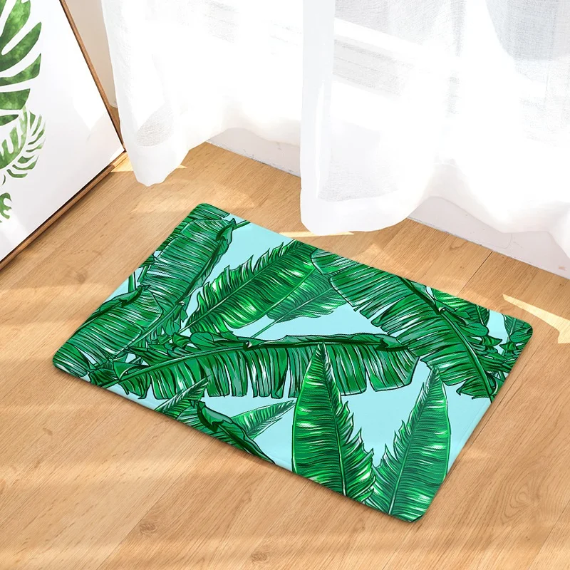 Коврик для ванной, тропические листья монстеры, напечатанный замшевый абсорбирующий коврик для ванной комнаты, коврик для туалета, кухонные коврики, напольный коврик для гостиной