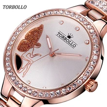 TORBOLLO Women’s watches Quartz Watch Butterfly Dial Design Wristwatches Female Dress Clock Bracelet watch Gift Relogio feminino