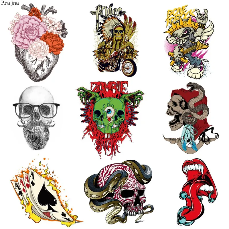 

Prajna Judah Rose Heart Snake Iron On Patches Punk Skull Hippie Stickers Rider Statue Of Liberty Hot Vinyl Transfer Motorcycle