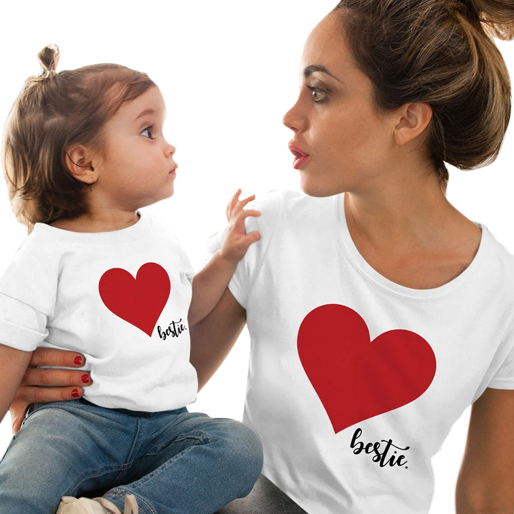 

CYSINCOS Family Matching Outfits Mother And Daughter Clothes Mommy And Clothes Heart Printed T-Shirt Cute Tops Lovely Blouse