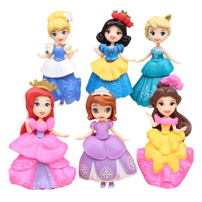 Disney Frozen Elsa Kids Personalized Gifts Snow Princess Belle Cinderella Car Doll Vinyl Girl Action Figures Toys for Children