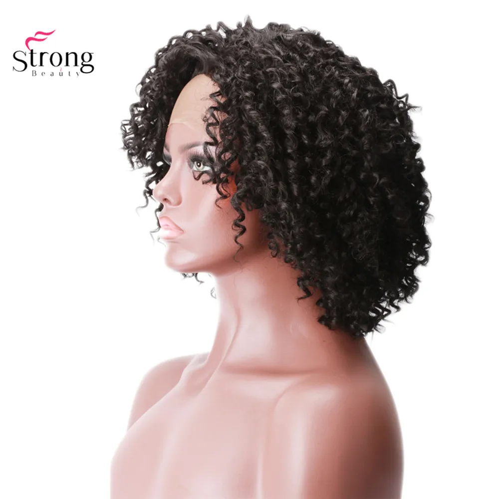 StrongBeauty 1" синтетический парик на кружеве для женщин короткие кудрявые вьющиеся волосы темно-коричневые парики Детские волосы