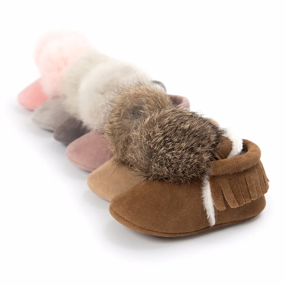 New Style Autumn Winter Girls Boys First walkers With fur Baby
moccasins Soft soled Pu Suede leather Bebe Warm Baby shoes