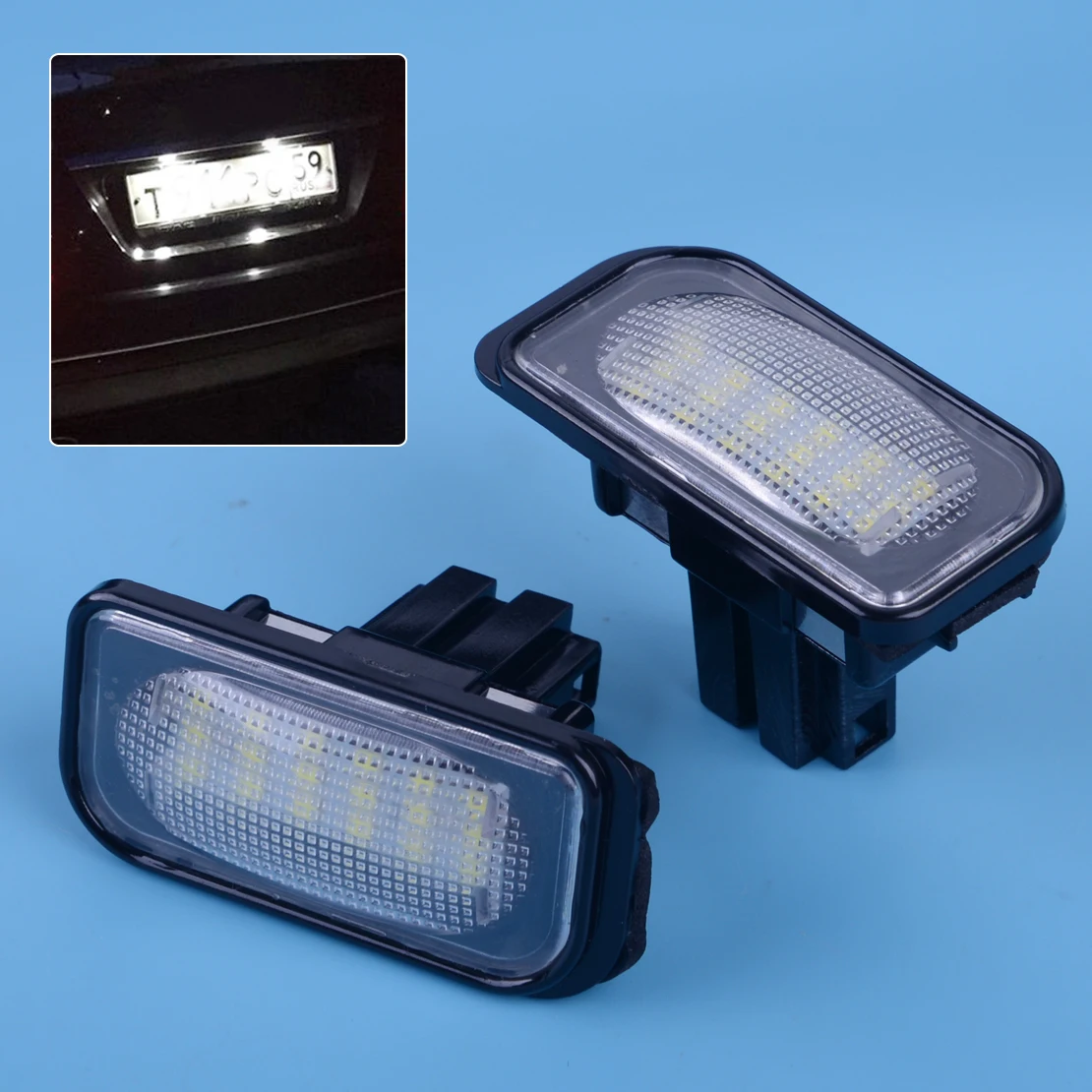 

beler 1 Pair Error Free 2 Pin 9V ABS 18 LED License Plate Light Fit For Mercedes Benz W203 W211 W219 E 6500-7000 K 1.8 W 0.2(A)