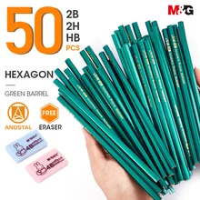 Andstal M & G HB 2B 2H crayon à bois avec aiguiseur gratuit, crayon en Graphite en bois avec gomme pour fournitures de papeterie scolaire