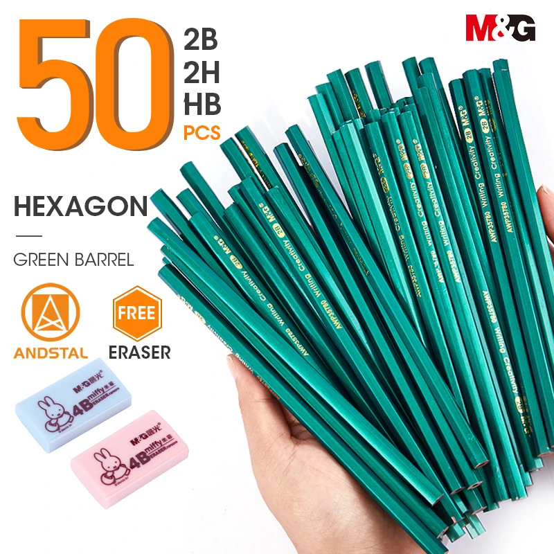Andstal M G Hb 2b 2h Wood Pencil With Free Sharpener Wooden Lead Graphite Pencil With Eraser For School Stationery Supplies Standard Pencils Aliexpress