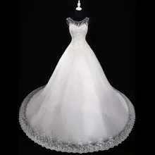XINGFUYANG Beaded Wedding Dress Basque Waistline Scalloped Neck robe de mariage White vestido de noiva Hijab Wedding Dress 2017