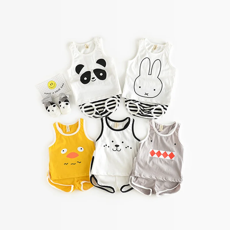 

2017 New Summer Kids Boys Clothing Set Cartoon vest +Shorts Cotton Baby Boys Suits Set fashion Children toddler Clothes
