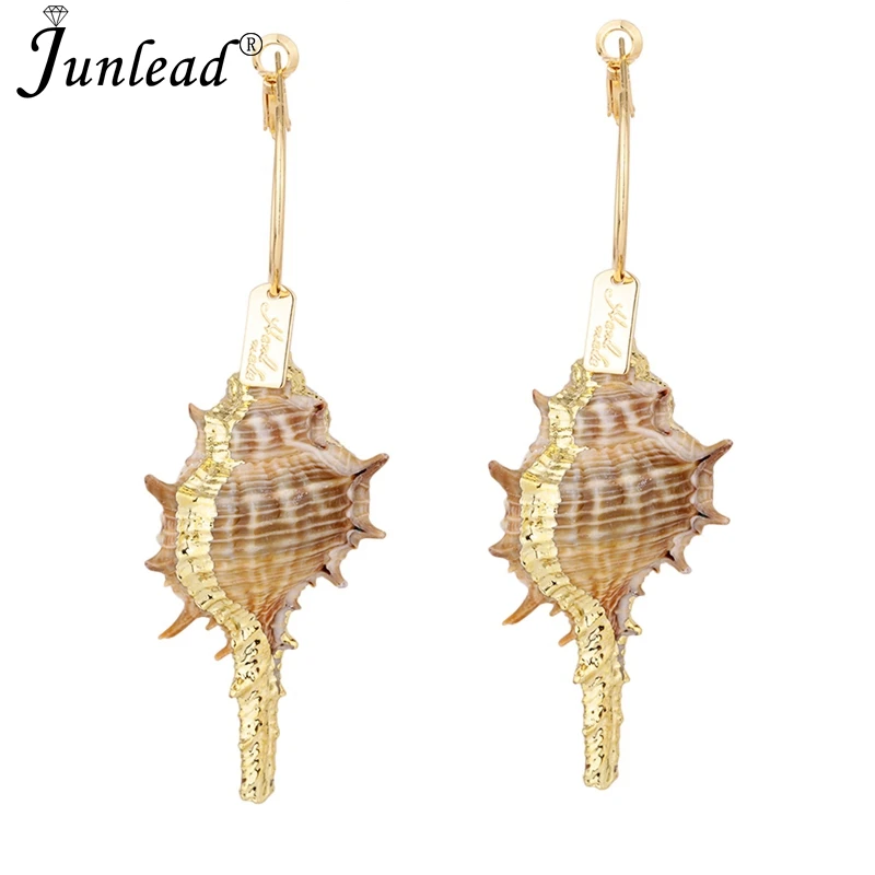 Junlead Новые популярные летние модные дизайнерские серьги в виде ракушек