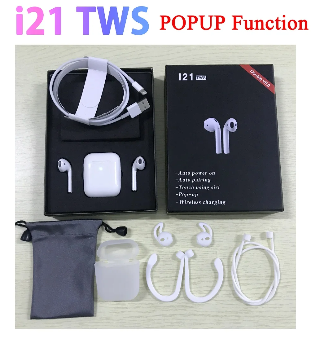 

1:1 size AP2 New i21 TWS headset pop function support wireless charge Bluetooth Earphone PK w1 chip PK i10 i20 i13 i12 i15 tws