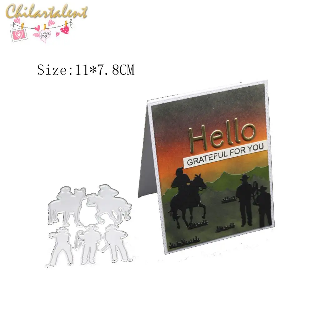 

Riding cowboy background Metal Cutting Dies Stencils for DIY Scrapbooking Stamp/photo album Decorative Embossing DIY Paper Cards