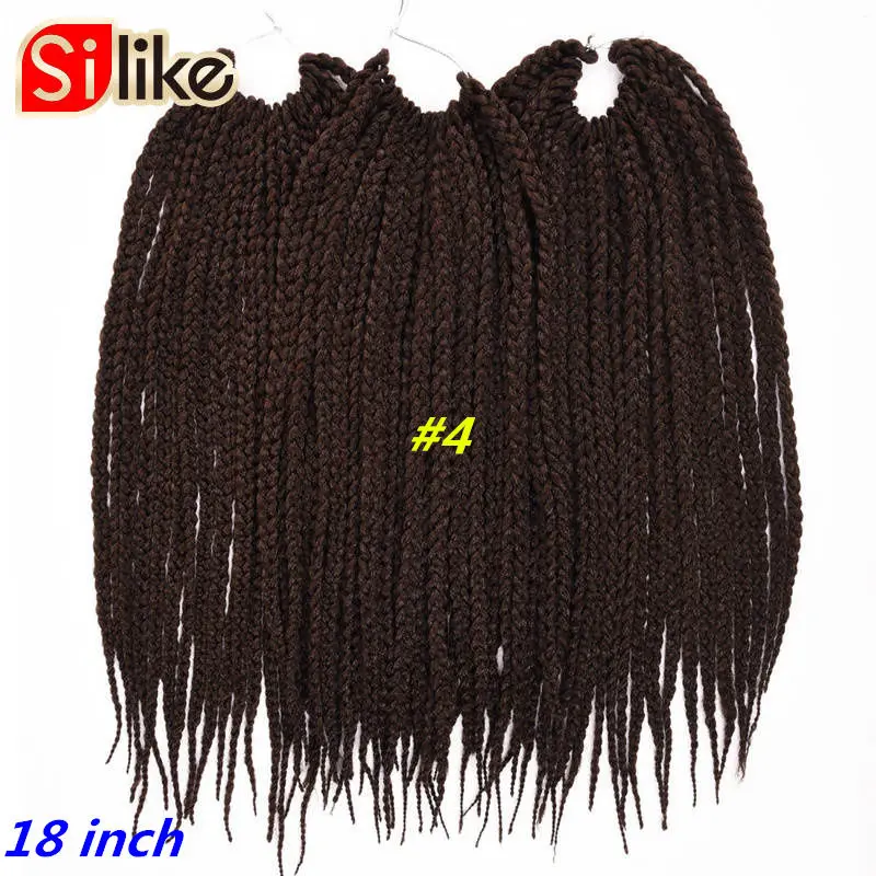 Ombre Synthtic черный зеленый 18 дюймов микро вязание крючком коробка косы для наращивания волос 24 корней волос Плетение для черных женщин от Silike - Цвет: #4
