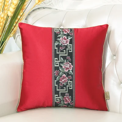 Последние европейские декоративные Чехлы для дивана, кресла, спинки, поясничная Подушка, роскошный Шелковый атласный чехол для подушки - Цвет: Красный