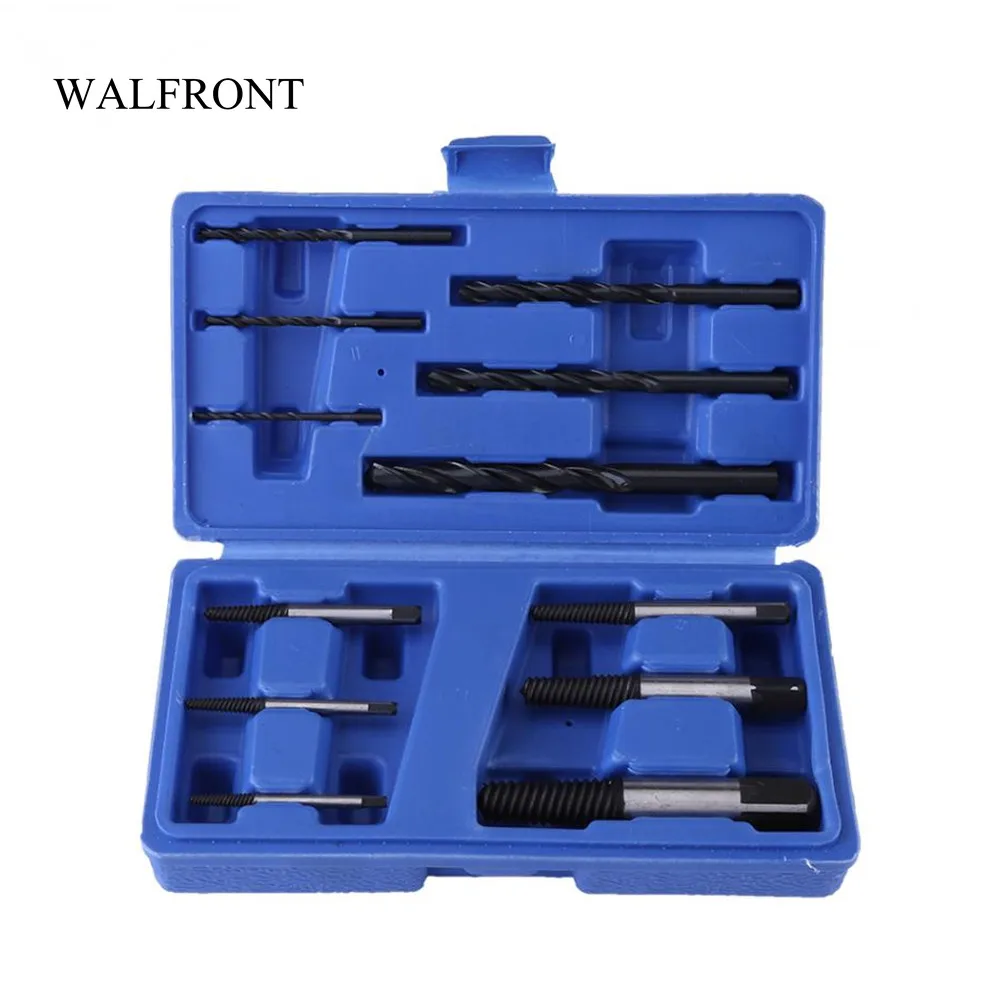 

WALFRONT 12pcs/Box Broken Nut Screw Extractor Fastener Remover Set Damaged Bolts Studs Remover Tools Kit Twist Drill Bit Guide