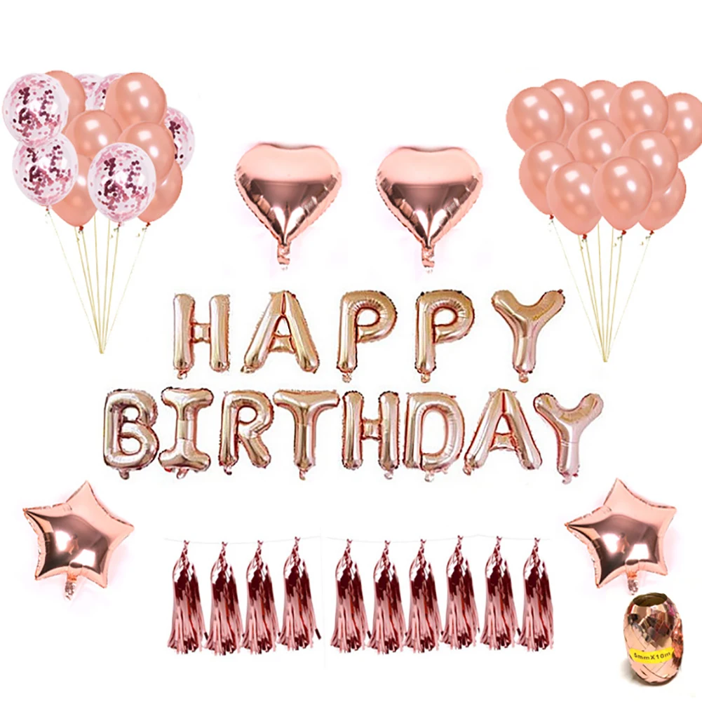День рождения 16 21 30 счастливый день рождения звезда розового золота конфетти номер фольги воздушный шар Декор для вечеринки в честь Дня рождения поставки